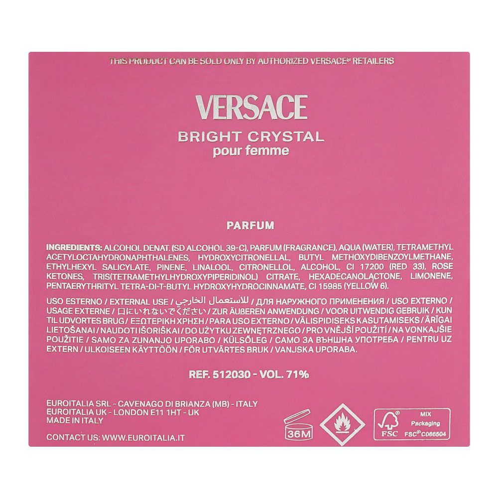 Versace Bright Crystal Pour Femme Parfum, For Women, 50ml